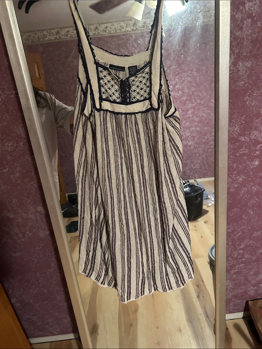 Moda International Cream Sundress with Black Stripes
